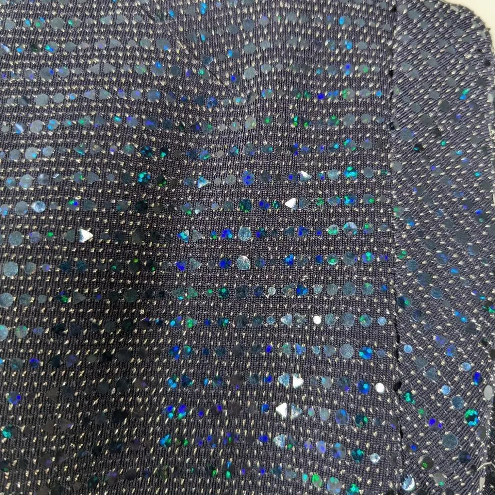 Talbot Runhof Rosin Metallic Navy Draped Gown V-Neck Cape Sleeve 6 36 Preowned - Picture 10 of 14